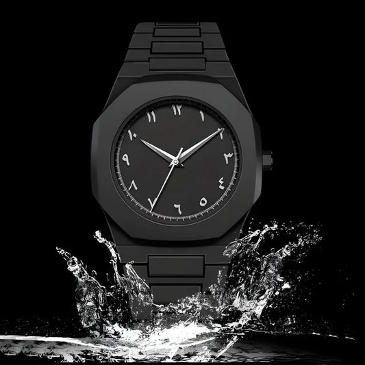 Black Arabic Aura Watch for Men – Stylish, Modern & Water-Resistant ⌚✨
