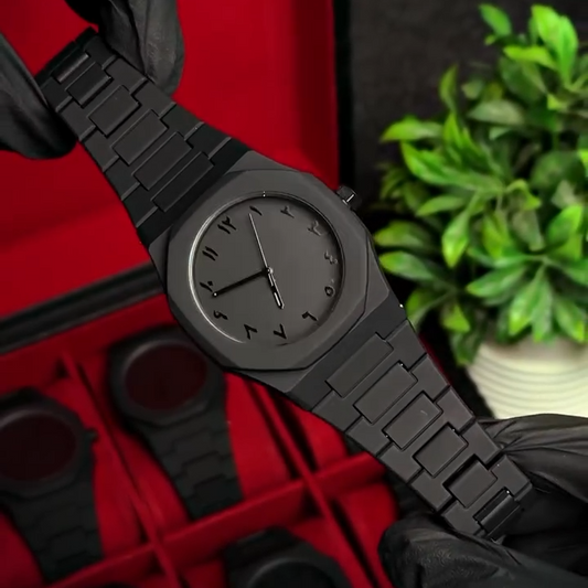 Black Arabic Aura Watch for Men – Stylish, Modern & Water-Resistant ⌚✨