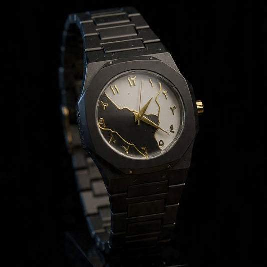 Black Arabic Aura Watch for Men – Stylish, Modern & Water-Resistant ⌚✨