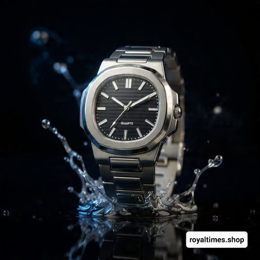 Stylish Men’s Square Quartz Watch with Stainless Steel Chain Strap ⌚