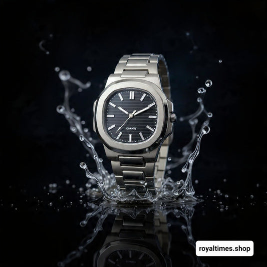 Stylish Men’s Square Quartz Watch with Stainless Steel Chain Strap ⌚